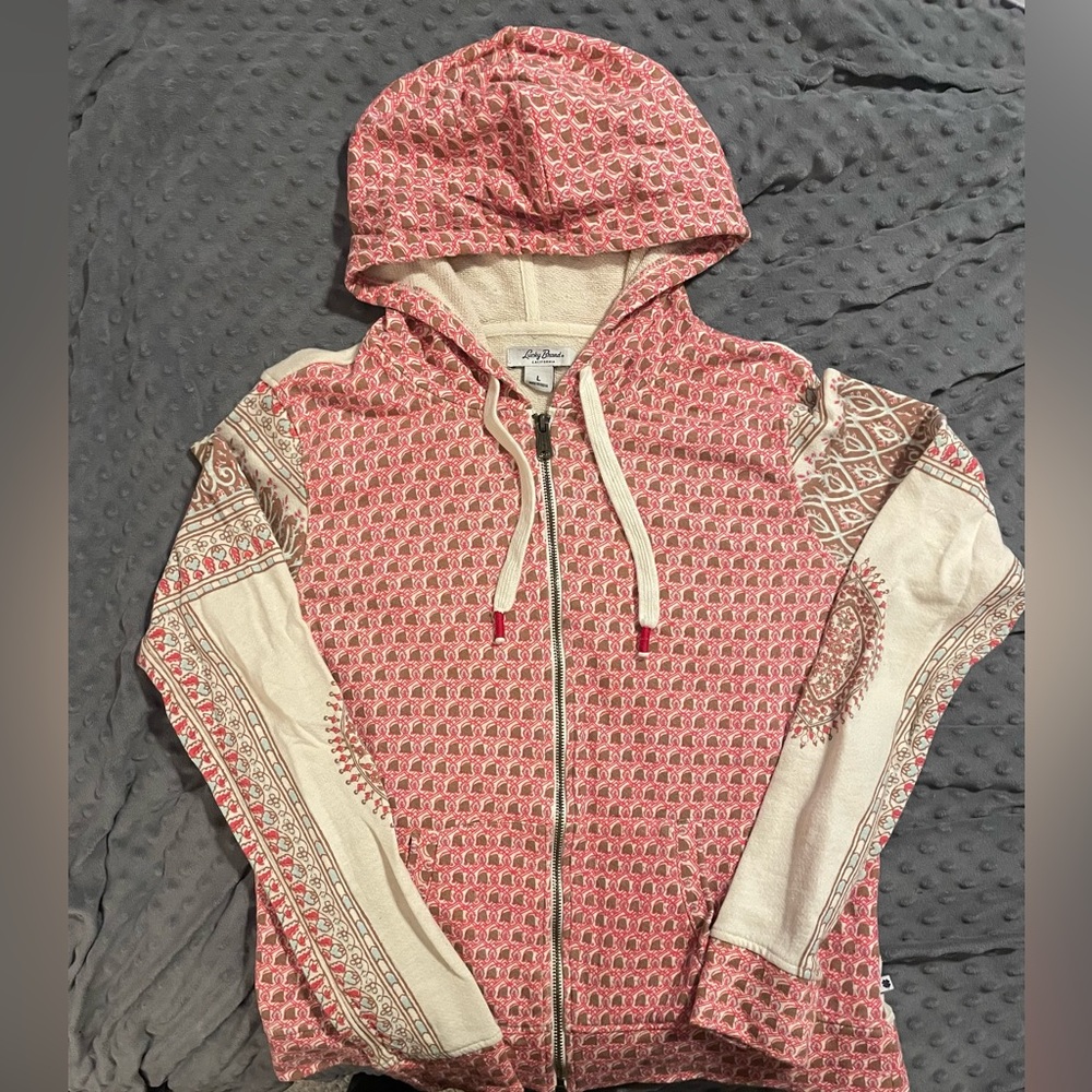 Lucky Brand Women’s Size Large Patterned Zip-up Hoodie Sweatshirt